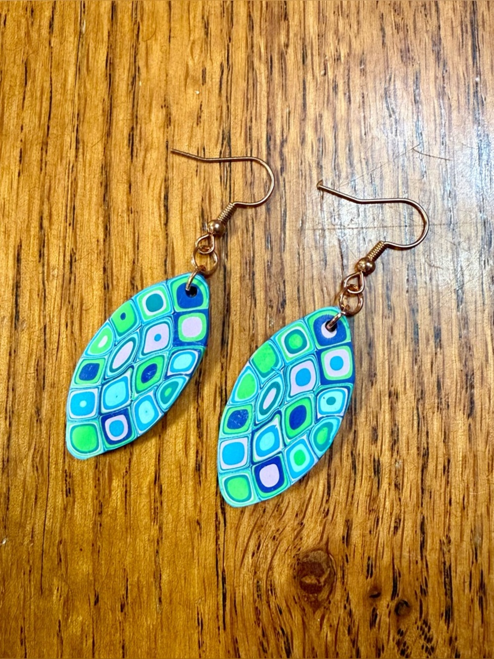Handcrafted Polymer Clay Blue & Green Drop Earrings - Women Jewelry